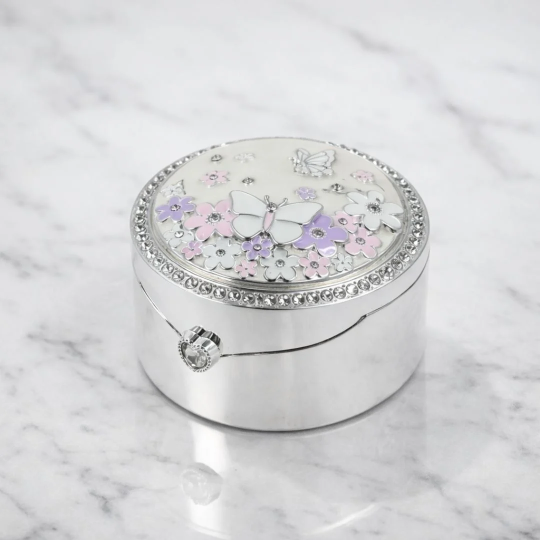 CADOURI - Cutie bijuterii flori roz si fluturi