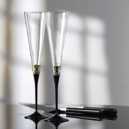 VERA WANG - Set 2 pahare sampanie With Love Black