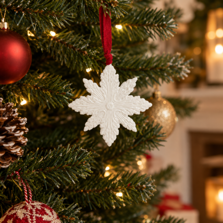 MAGAZIN - Deco Craciun Jasper Snowflake alb