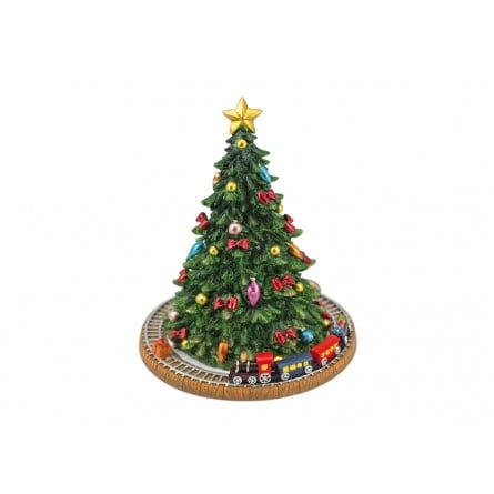 CORPORATE - Decoratiune Craciun, bradut muzical cu trenulet, Ø15x H18,5 cm