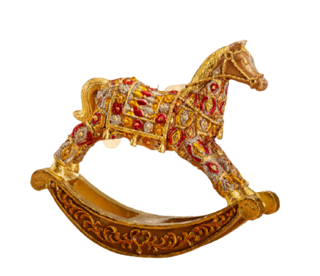 DECORATIUNI PENTRU CRĂCIUN - Decoratiune Craciun calut auriu cu rosu 16x12 cm