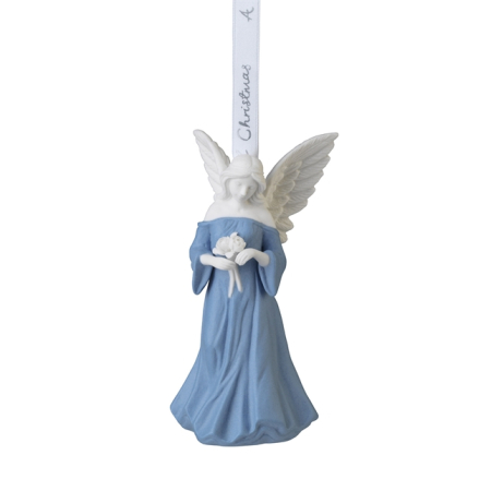 SUB 500 - Decoratiune Craciun Wedgwood ingeras blue cu buchet flori
