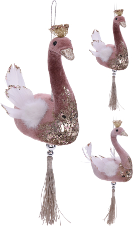 CADOURI - Decoratiune Craciun lebada catifea cu glitter