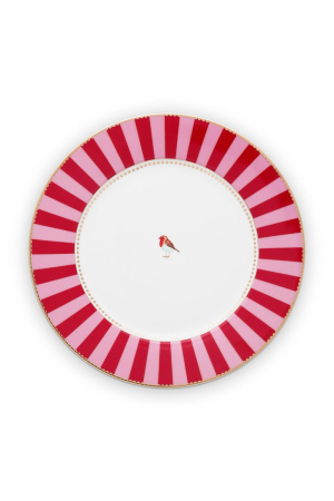 8 MARTIE - Farfurie 26,5 cm cu dungi LoveBirdsRed