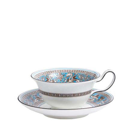 PORȚELAN - Florentine Turquoise ceasca ceai cu farfurie