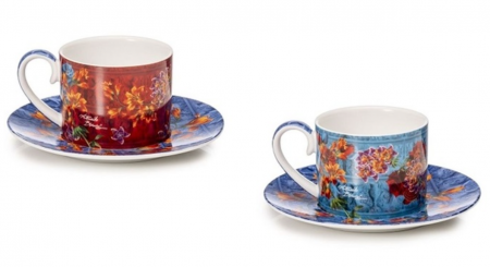 BRANDURI - Foulard set 2 cesti portelan espresso albastru