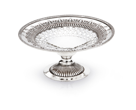 OBIECTE DECORATIVE - fructiera argintata dantelata rotunda