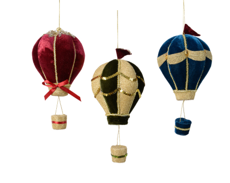 PRET - Glob Craciun asortat, balon zburator catifea, D12cm/H23cm