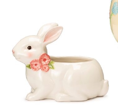 SUB 500 - Iepuras decorativ ceramica flori cm 19 x 15h