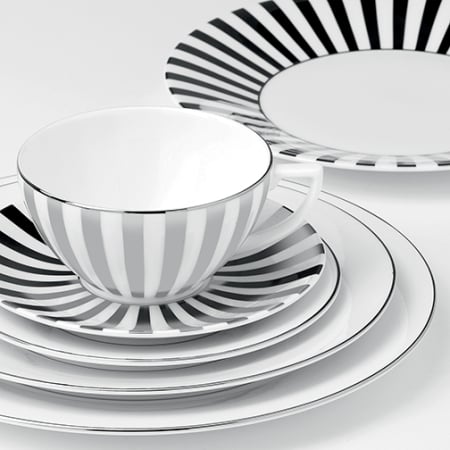 Jasper Conran Platinum Stripe ceasca ceai cu farfurie [3]