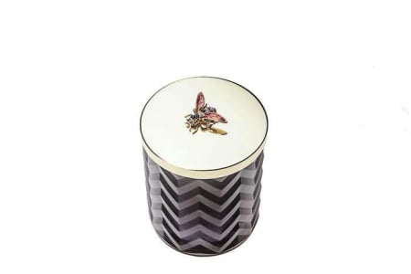Lumanare neagra cu decor brosa albina pe capac si esarfa matase cadou [2]