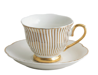 Madame Récamier ceasca si farfurie cafea dungi gold [2]