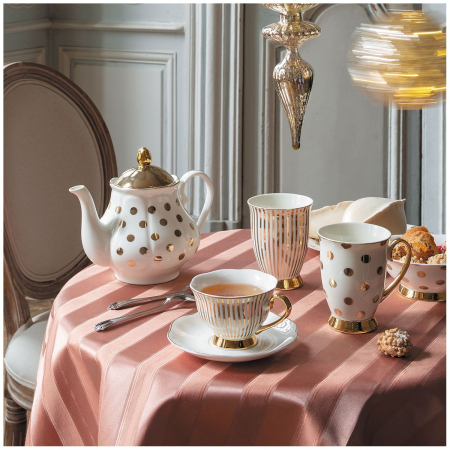 8 MARTIE - Madame Récamier ceasca si farfurie cafea dungi gold
