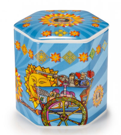 BRANDURI - Medite lumanare reciepient portelan cu capac hex 10.5cm