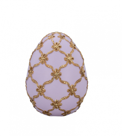 ACCESORII DECORATIVE - Ou rasina lila cu detalii aurii H10 cm
