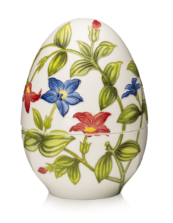 ACCESORII DECORATIVE - Ou portelan mare 18 cm cu flori albastre