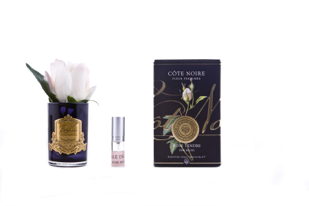 ARANJAMENTE FLORALE - Parfumant camera Rose Bud Blush Black cu aranjament floral si 1 rezerva parfum