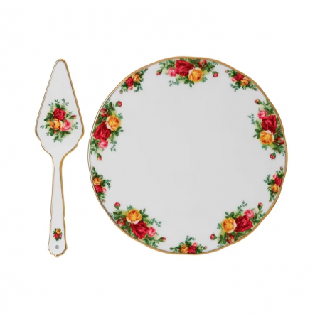 PLATOURI - Platou rotund pentru servire, cu paleta, din portelan Old Country, D 29cm