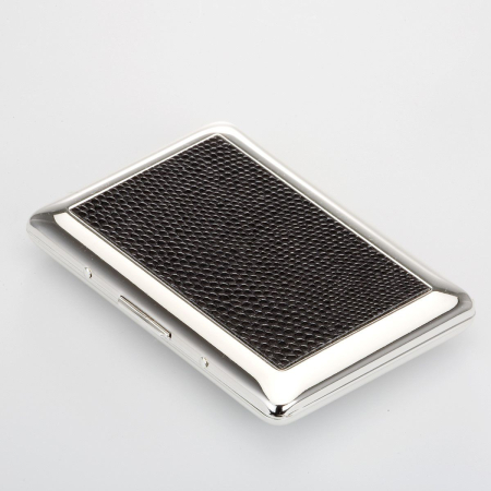 ACCESORII PENTRU BIROU - Port card argintat cu piele maro