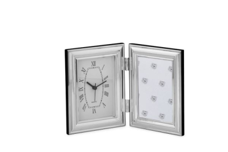 ACCESORII BIROU - Rama foto argintata cu ceas , 9x13cm