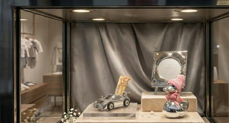 Rama foto argintata, cu trifoi pentru botez, diametru foto 7.5cm [1]