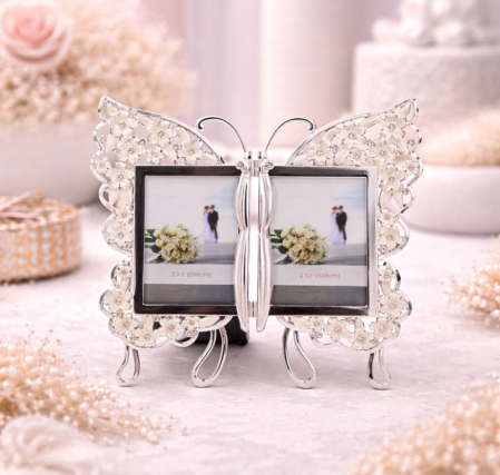 ARGINT - Rama Foto fluture cu 2 poze