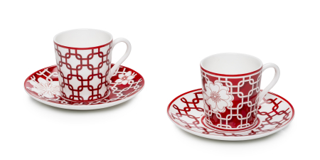SET CEAI &AMP; DESERT - Set 2 cesti cafea portelan colectia Flower Decò