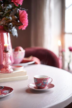 Flower Festival Red set 2 cesti espresso cu farfurii [2]