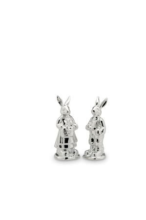 BRANDURI - Set 2 iepurasi argintati 13 cm