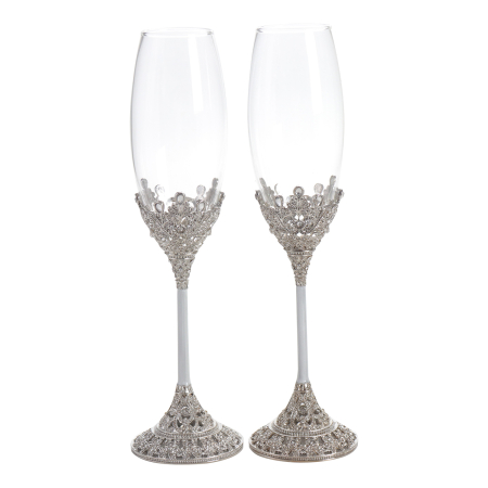 Set 2 pahare sampanie cristale argintii [2]
