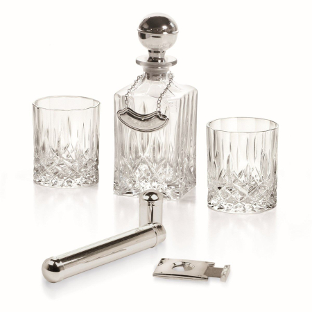 Set 2 pahare whisky cu decantor, recipient trabuc si cutter [1]