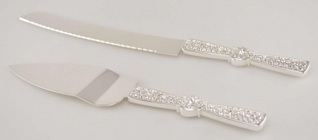 ACCESORII SERVIRE - Set 2 piese paleta si cutit tort auriu