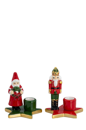 Set 2 suporti lumanare Moș Crăciun și Spargătorul de Nuci,11.5 si 12.5cm [1]