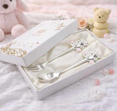 SUB 200 - Set 2 tacamuri argintate ursulet ROZ