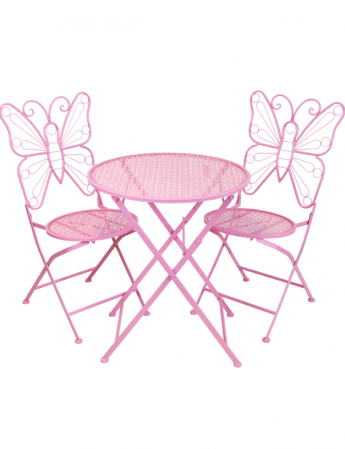 MOBILIER - Set 3 piese masa cu 2 scaune terasa fluture roz Hoff