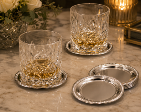 CORPORATE - Set 6 coastere argintate pentru pahare 10,5 cm