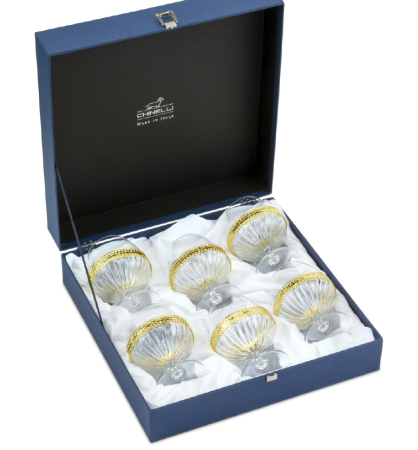 ACCESORII PENTRU MASĂ - Set 6 pahare cognac cu detalii argintate
