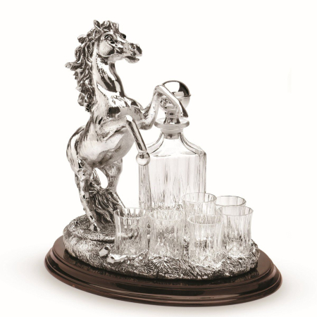 CHINELLI - Set 6 pahare cu carafa Opera Cavallo argintat