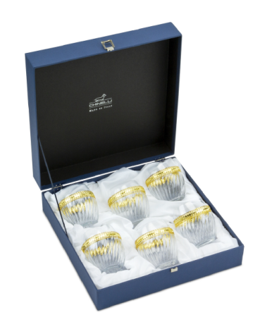 CHINELLI - Set 6 pahare whisky cu detalii argintate