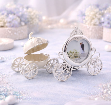 FEMEI - Set cu rama foto si cutie bijuterii cuplu forma dovleac