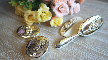 COPII - Set perie&pieptan argintate Twinkle