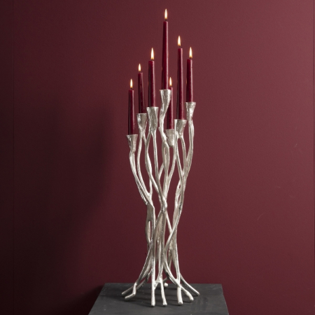 ACCESORII PENTRU BIROU - Sfesnic argintiu 7 brate H63cm, placat cu argint