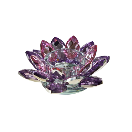 Suport lumanare cristal mov Lotus [1]