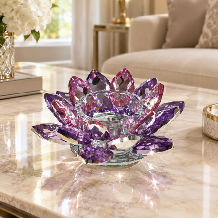 PRODUSE - Suport lumanare cristal mov Lotus