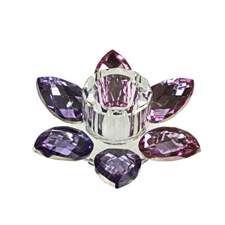 CORPORATE - Suport lumanare Lotus, sticla mov 11x4 cm