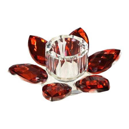 CORPORATE - Suport lumanare Lotus, sticla rosu11x4 cm