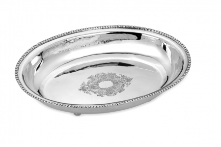 TAVI - Bol oval argintat decorat cu picioruse 28 cm