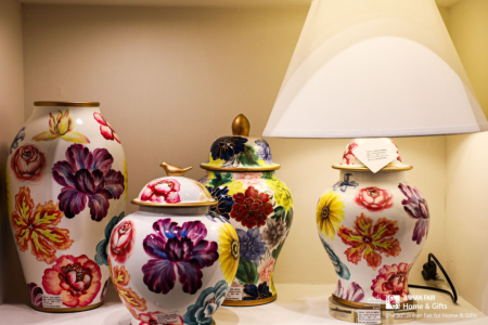 Vaza Flowers portelan pictat manual, 22x22x40 cm [3]