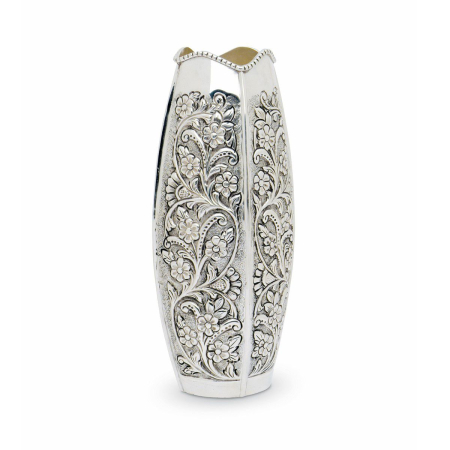 VAZE DECORATIVE - Vaza inalta argintata cu model flori