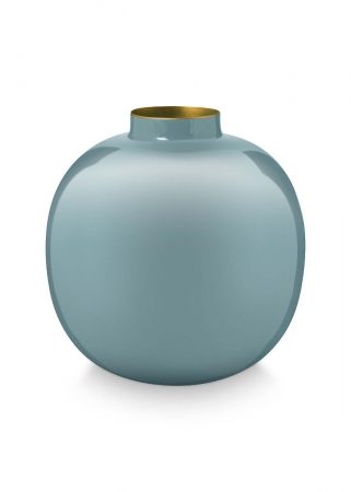 Vaza rotunda metalia cu email bleu 23 cm [1]